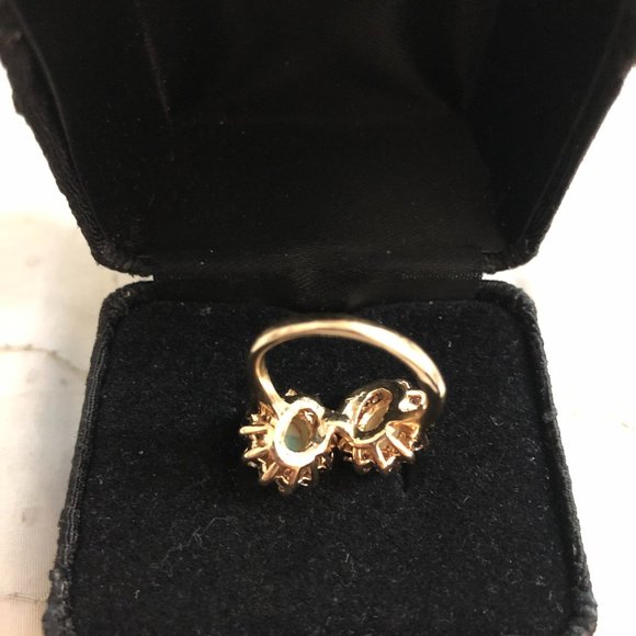 14K Yellow Gold Dual Design Opal Diamond Ring - Picture 5 of 6